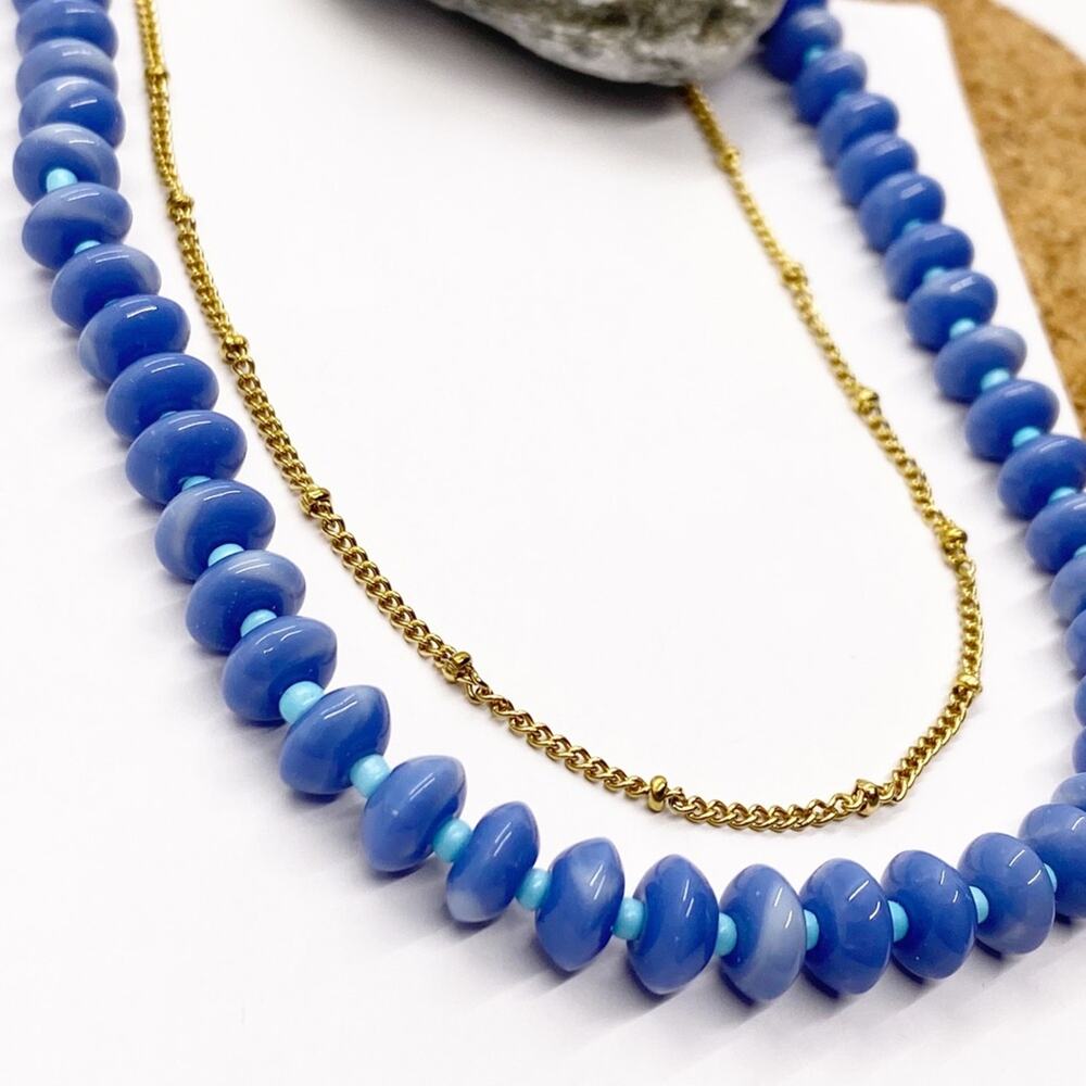 NEW Summer Blue Semiprecious Stone Necklace - Picture 2 of 9